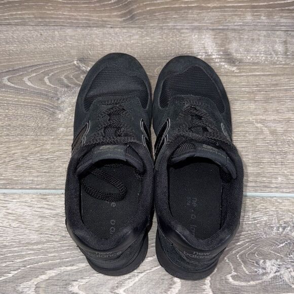New Balance Classic 574 Little Boy Sz 3M Triple Black Low Top Lace Up Sneakers - Picture 5 of 11
